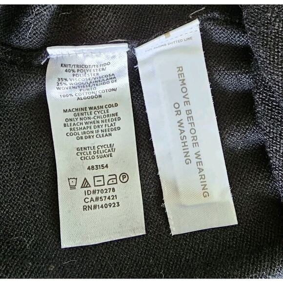 LOFT Wool Blend Sweater Tied Shirt Cuff Pullover Dress Black Womens Size S NWT - Picture 10 of 12